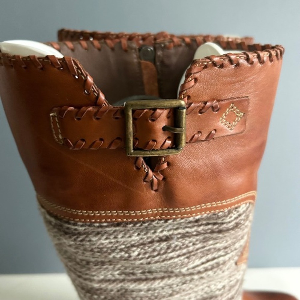 Anthropologie Fortress of Inca Boots Size 8 Western Leather Woven Patchwork Peru - Picture 6 of 12